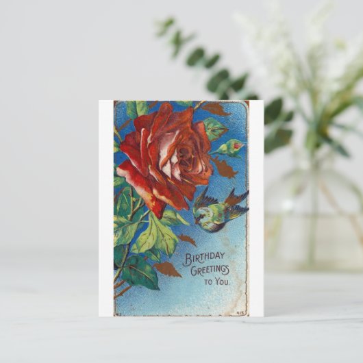  dag Vernissen Roos en vogel Briefkaart (Staand voorkant)