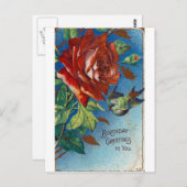  dag Vernissen Roos en vogel Briefkaart (Voorkant / Achterkant)