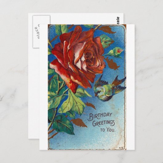  dag Vernissen Roos en vogel Briefkaart (Voorkant / Achterkant)
