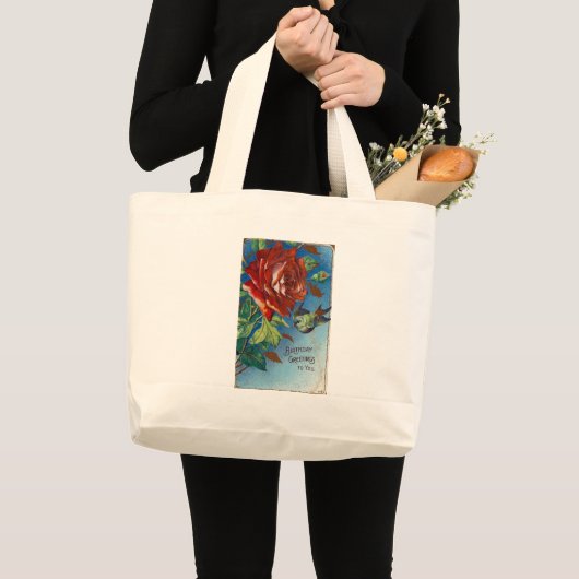  dag Vernissen Roos en vogel Grote Tote Bag (Voorkant (product))