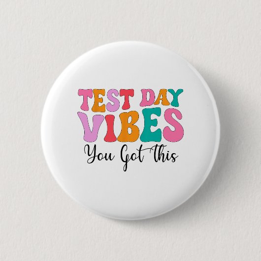Dag Vibes Groovy Testing Day Docent Student Vrouwe Ronde Button 5,7 Cm (Voorkant)