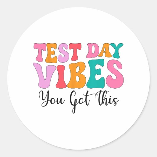 Dag Vibes Groovy Testing Day Docent Student Vrouwe Ronde Sticker (Voorkant)