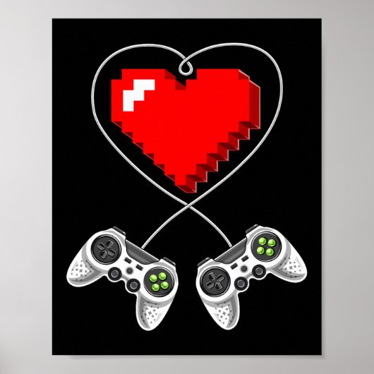 Dag Video Game Controller Hart Gamer Gift Boys 1 Poster (Voorkant)