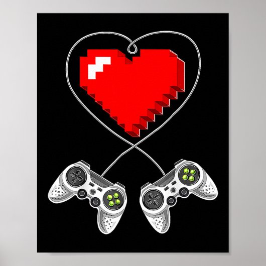 Dag Video Game Controller Hart Gamer Gift Boys Poster (Voorkant)