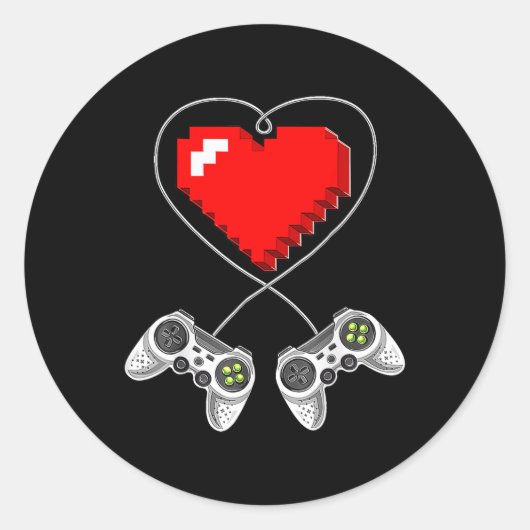 Dag Video Game Controller Hart Gamer Gift Boys Ronde Sticker (Voorkant)