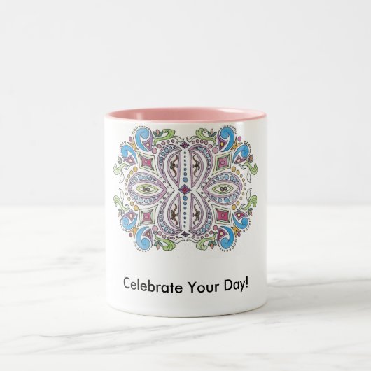 "Dag vieren!" Theresa Hartman Tweekleurige Koffiemok (Center)