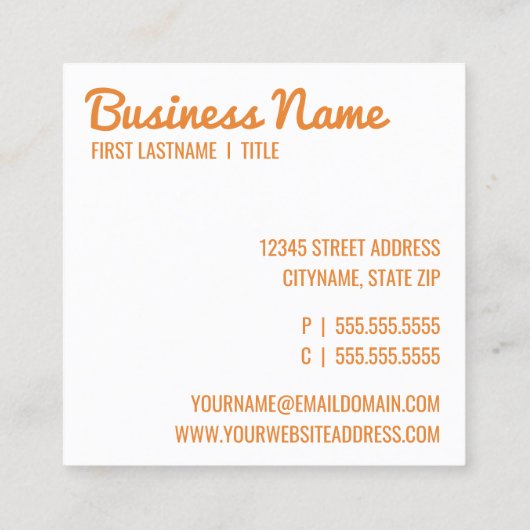 dag vierkante visitekaartje (Achterkant)