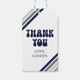 Dag Vijf Retro Stripes verjaardag Cadeaulabel