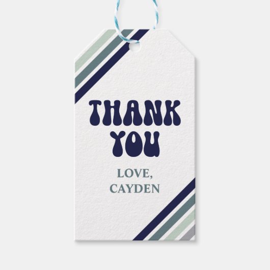 Dag Vijf Retro Stripes verjaardag Cadeaulabel (Voorkant)