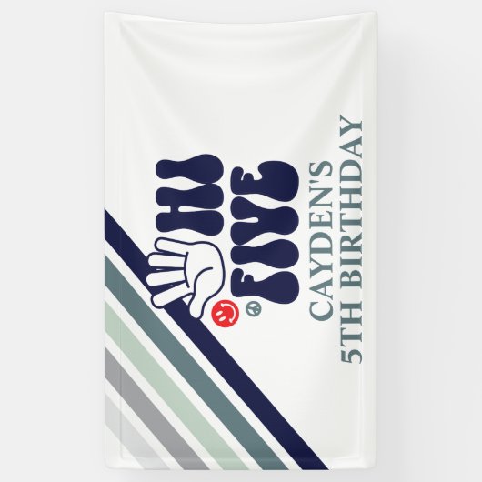 Dag Vijf Retro Stripes verjaardag Spandoek (Verticaal)