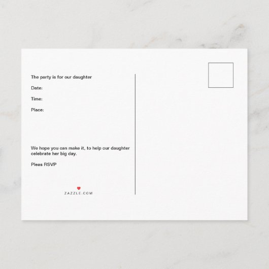 Dag voor Dochter Twee Draaien Uitnodiging Briefkaart (Achterkant)