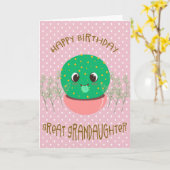 Dag voor Grote Kleindochter met Cute Cactus Kaart (Gele Bloem)