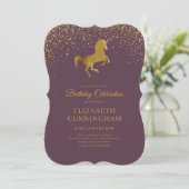 Dag voor haar Faux Gold Glitter Unicorn Kaart (Staand voorkant)