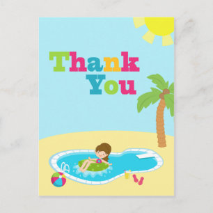 Dag voor meisjes in Cute Pool Bedankt voor je post Briefkaart