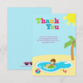 Dag voor meisjes in Cute Pool, dank je platte kaar Bedankkaart (Voorkant / Achterkant)