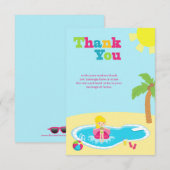 Dag voor meisjes in Cute poolfeest Dank je kaart (Voorkant / Achterkant)