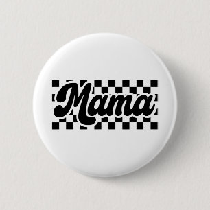 Dag voor Moeder Retro Vrouwen Geruit Mama Ronde Button 5,7 Cm
