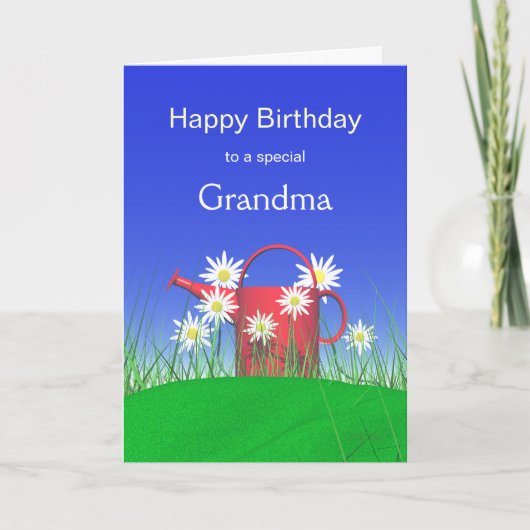 Dag voor oma Daisies en Watering Can Kaart (Voorkant)