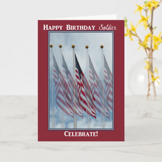 Dag voor Soldaat met vijf vlaggen Kaart (Gele Bloem)