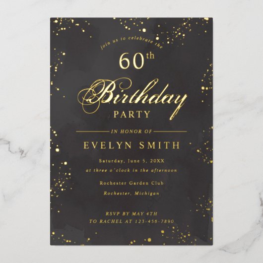 Dag voor zwart en goud folie uitnodiging (Voorkant)