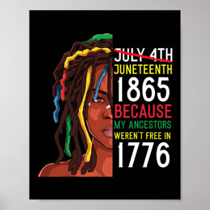 Dag Voorouders Gratis 1776 Juli 4 Zwart Afrikaans Poster