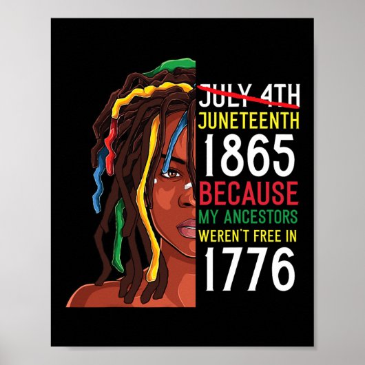 Dag Voorouders Gratis 1776 Juli 4 Zwart Afrikaans Poster (Voorkant)