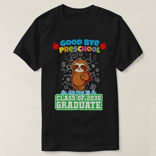 Dag voorschoolse les van 2035 Afstuderen PreK 16 T-shirt (Design voorkant)