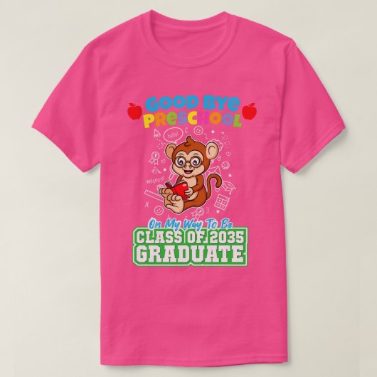 Dag voorschoolse les van 2035 Afstuderen PreK 18 T-shirt (Design voorkant)