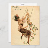 Dag, vrouw op een Zwende, Feestdagenkaart (Voorkant / Achterkant)