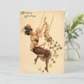 Dag, vrouw op een Zwende, Feestdagenkaart (Staand voorkant)