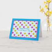 Dag, vrouw van dominee, roze en gele dagen kaart (Gele Bloem)