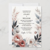 Dag Zijde Roze Boho Peony Tuin Stoffig Roos Bruilo Kaart (Voorkant)