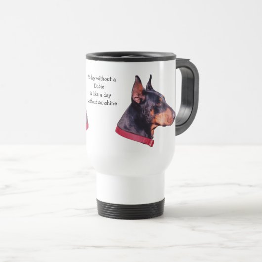 Dag zonder Dobie Doberman Reisbeker (Voorkant rechts)