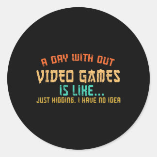 Dag Zonder Video Games Grappige Gamer Gaming Boys  Ronde Sticker