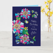 Dag, zuster, heldere en kleurrijke bloemen kaart (Gele Bloem)