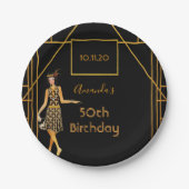 Dag zwart goud 1920 in kunstdecostijl papieren bordje (Voorkant)