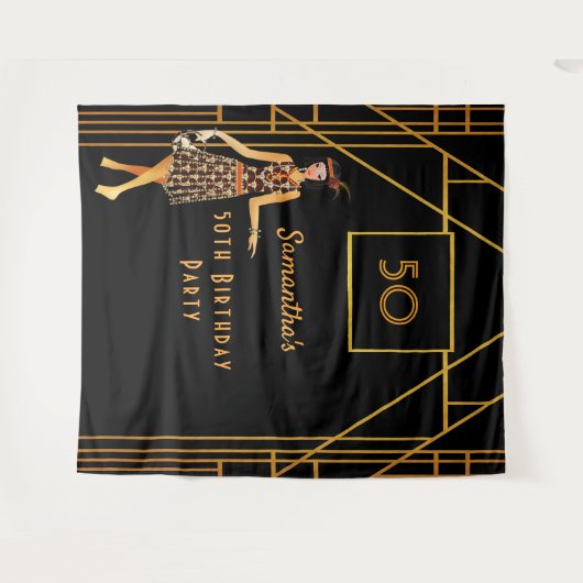 Dag zwart goud 1920 in kunstdecostijl wandkleed (Voorkant (horizontaal))