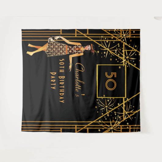 Dag zwart goud 1920 in kunstdecostijl wandkleed (Voorkant (horizontaal))