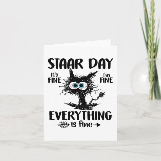 Dag Zwart Kat Leraar Student Kinder Staar Testen D Kaart (Voorkant)