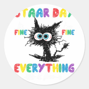 Dag Zwart Kat Leraar Student Kinder Staar Testen D Ronde Sticker