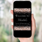 Dag zwart roos goudglitter welkom poster