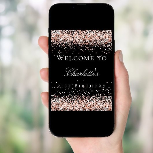 Dag zwart roos goudglitter welkom poster