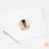 Dag, Zwarte Vrouw, Gold Tropisch Blad, Roze Ronde Sticker (Envelop)