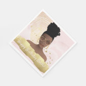 Dag, Zwarte Vrouw, Gold Tropisch Blad, Roze Servet (Hoek)