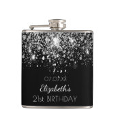 Dag zwarte zilverglitter heupfles (Voorkant)