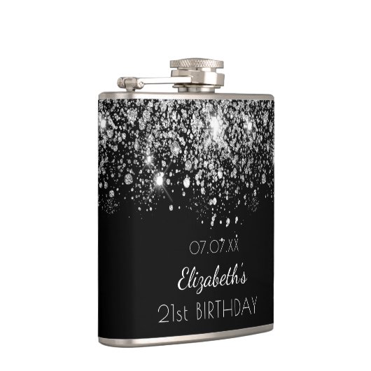 Dag zwarte zilverglitter heupfles (Rechts)