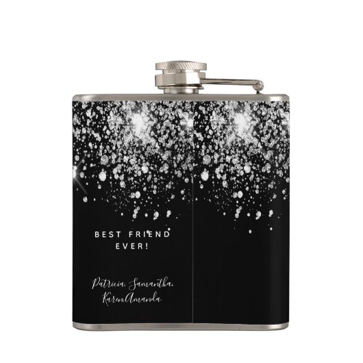 Dag zwarte zilverglitter heupfles (Achterkant)