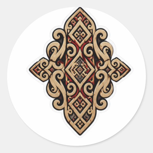 DAGAK TRIBAL SIERADEN BORNEO KUNST STICKER (Voorkant)
