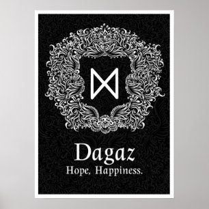 Dagaz /Happiness/ Zwarte versie Poster