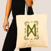 Dagaz Rune in Evergreen Branches Gepersonaliseerd Tote Bag